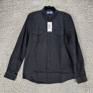 Indigo Star Shirt Mens Small Black Life Long Sleeve Roll Tab Button Up *NWT*